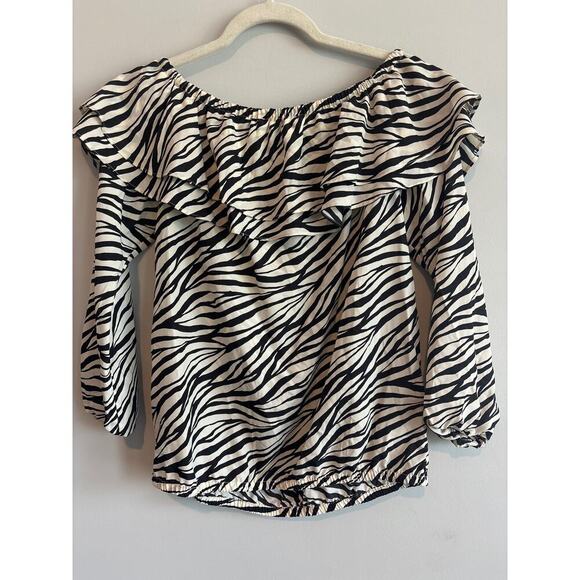 NWT Michael Michael Kors Women's Stadium Ruffle Blouse Zebra Print Size Small - Picture 5 of 5